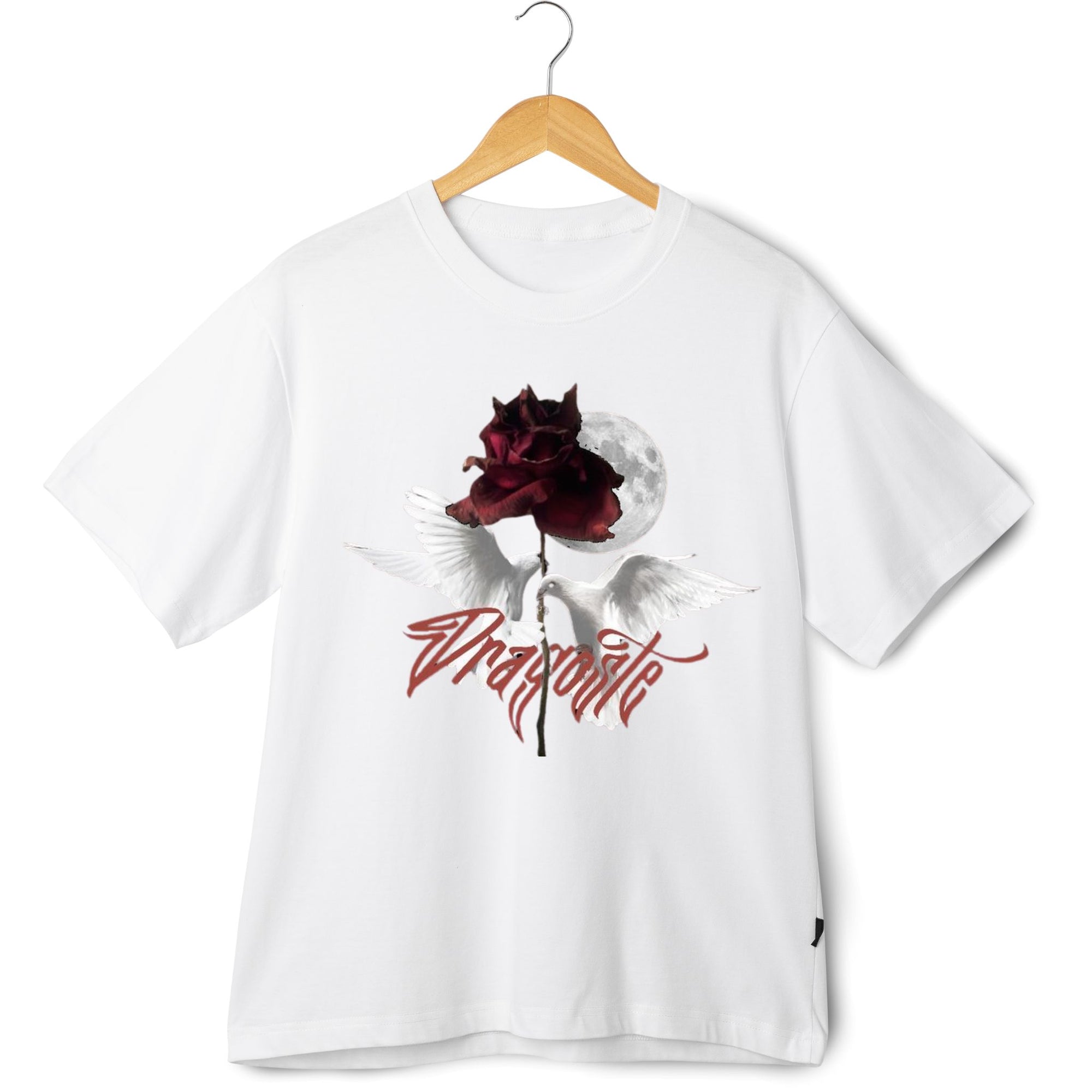 Red Rose Under Moon with Dove Tee