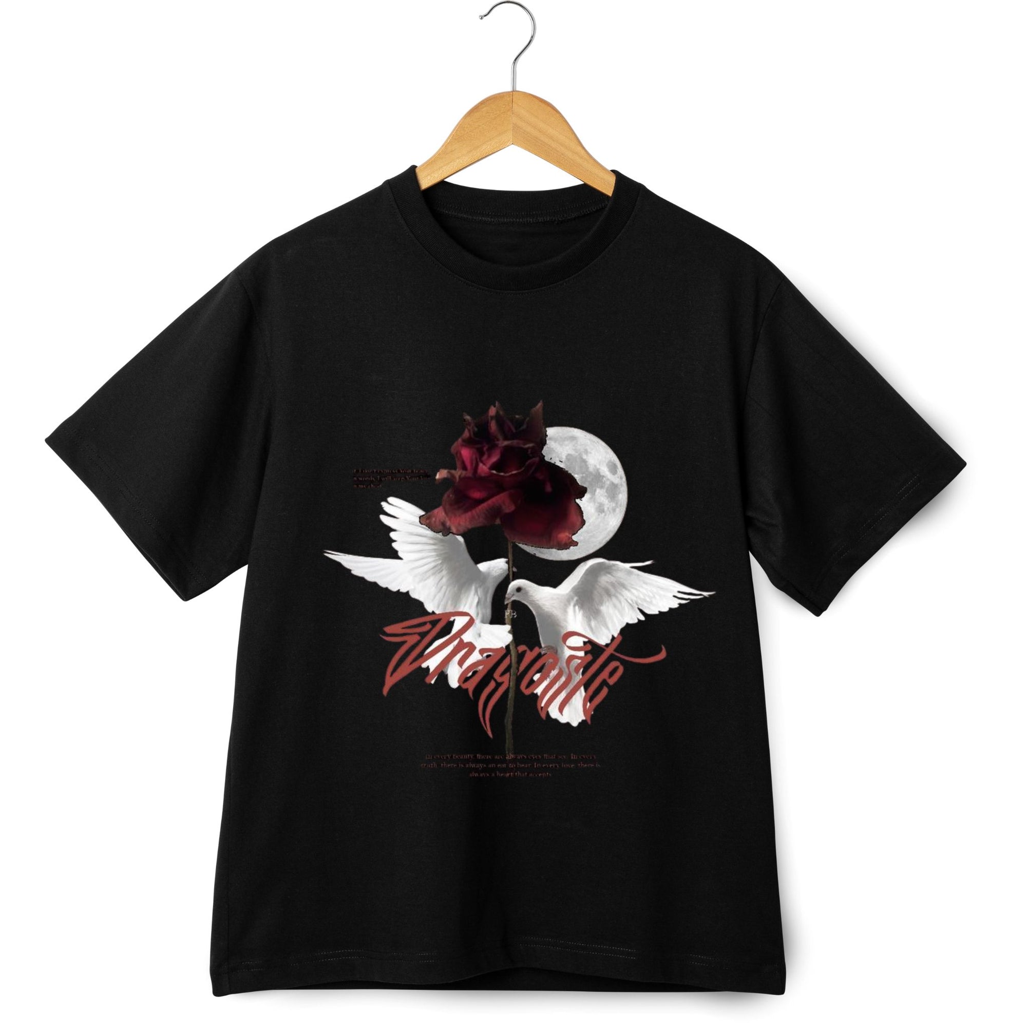 Red Rose Under Moon with Dove Tee